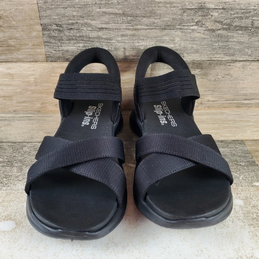 Skechers Slip-Ins Ultra Flex 3.0 Never Better Womens Sandal Sz 6 Black Slingback